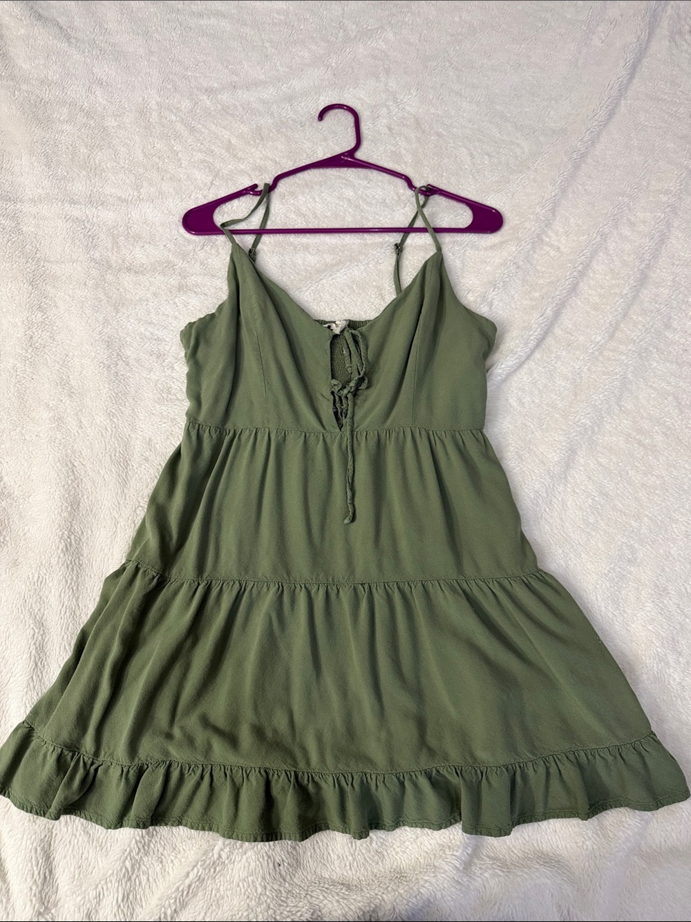 Aeropostale Olive Green Tiered Cami Dress